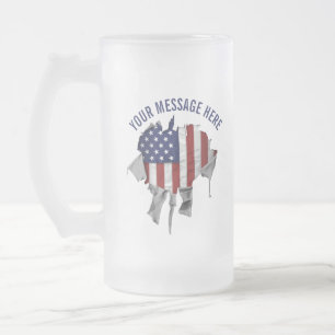 Fryst amerikansk Flagga, riven och klippt Frostat Ölglas