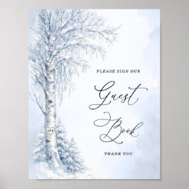 Fryst Björkträd Gästbokssköld Poster