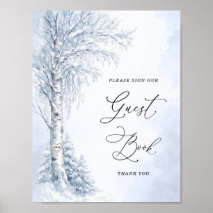 Fryst Björkträd Gästbokssköld Poster