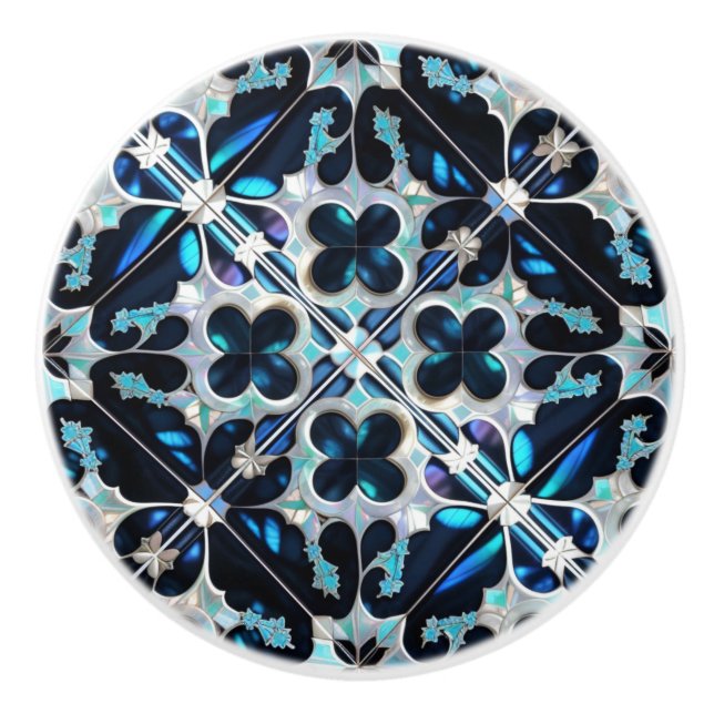 Fryst - blåfärgat, vitt vinter och pärlpärlor insp knopp (Framsidan)