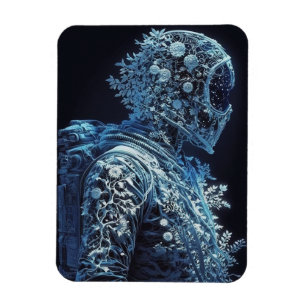 Fryst Blommigt Astronaut Magnet