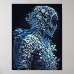 Fryst Blommigt Astronaut Poster