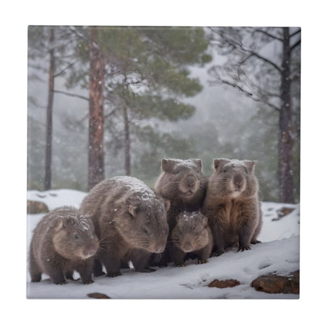 Fryst Burrow: Australian Wombat Family Kakelplatta (Framsidan)