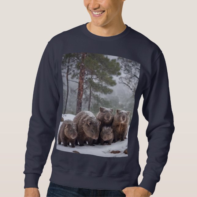 Fryst Burrow: Australian Wombat Family Lång Ärmad Tröja (Framsida)
