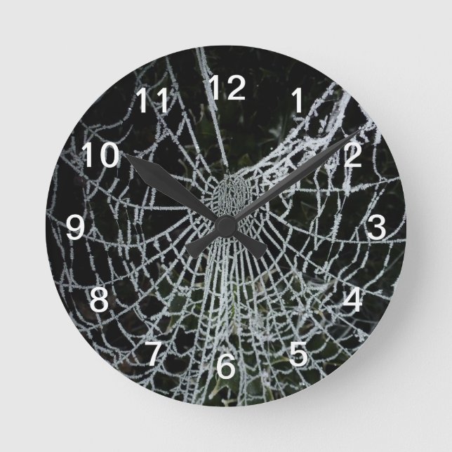 Fryst Cobweb Clock Rund Klocka (Framsida)