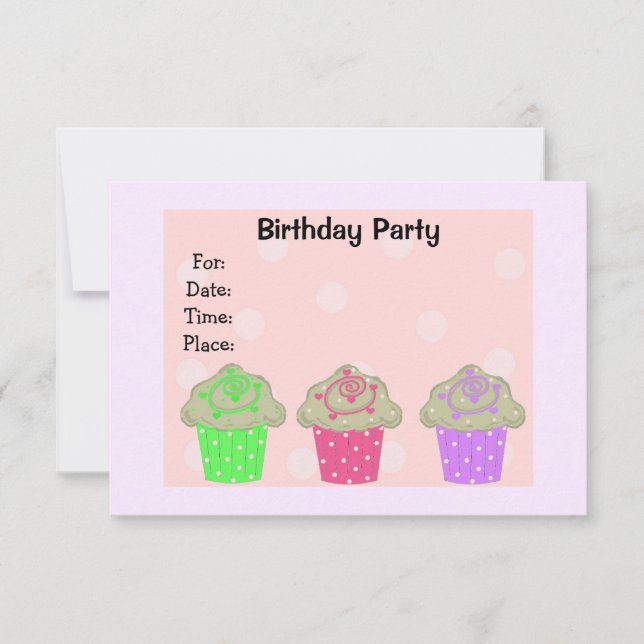 Fryst Cupkaka Födelsedagsfest inbjudan (Framsida)