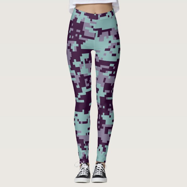 Fryst digital camouflage-mönster leggings (Framsida)
