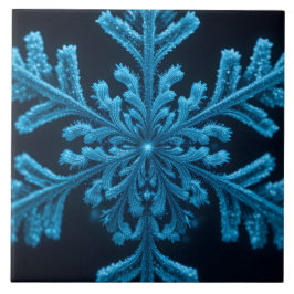 Fryst elegans: Intricate Blue Snowflake Design Kakelplatta