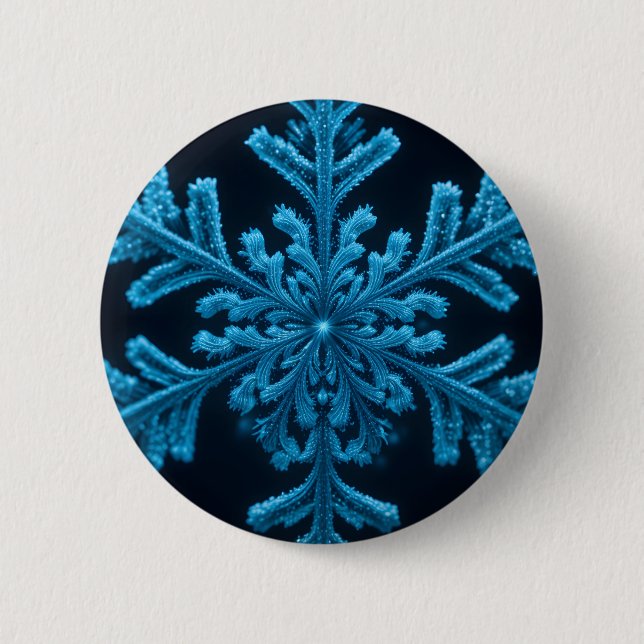 Fryst elegans: Intricate Blue Snowflake Design Knapp (Framsida)