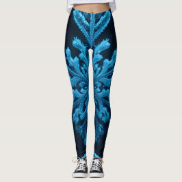 Fryst elegans: Intricate Blue Snowflake Design Leggings