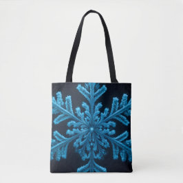 Fryst elegans: Intricate Blue Snowflake Design Tygkasse