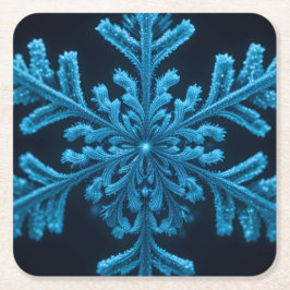 Fryst elegans: Intricate Blue Snowflake Design Underlägg Papper Kvadrat