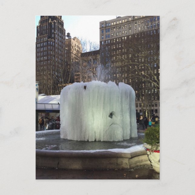 Fryst Fontän Bryant Park New York NYC Vykort (Framsida)