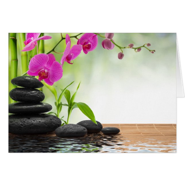 Fryst,fred,rosa orkidé,vacker,spa,läkning,yoga. hälsningskort (Framsidan Horizontal)