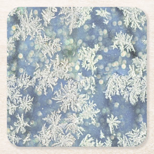 Fryst Frost Abstrakt Fotografi Blå/Vit Underlägg Papper Kvadrat