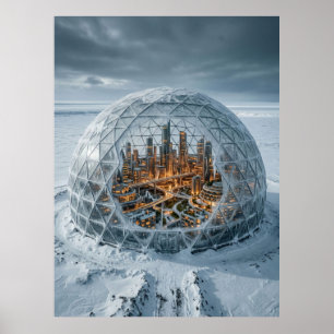 Fryst futuristiskt stadsdome poster