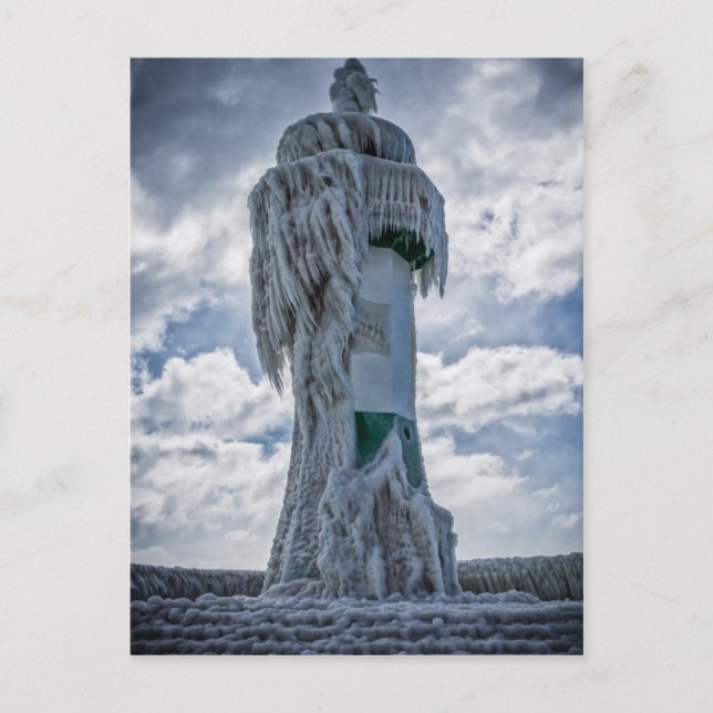 Fryst fyr på Östersjöns strand Vykort (Framsida)