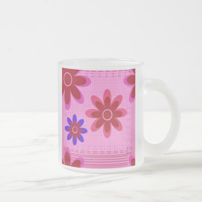 FRYST GLAS MUGG - ROSA FLOWER MÖNSTER - KOPP (Höger)