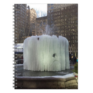 Fryst Ice Fontän Bryant Park New York NYC Anteckningsbok