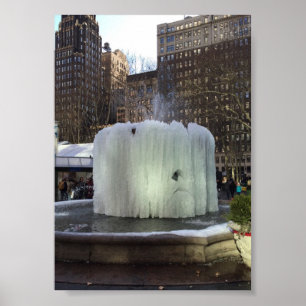 Fryst Ice Fontän Bryant Park New York NYC Poster