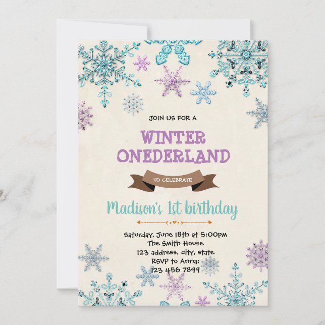 Fryst inbjudan till Winter Wonderland Birthday (Framsida)