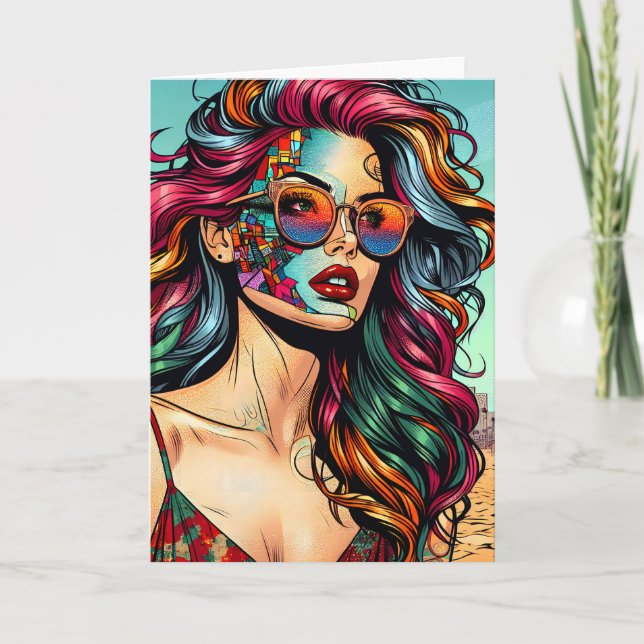 Fryst konst | Abstrakt Kvinna i Beach Kort (Framsida)