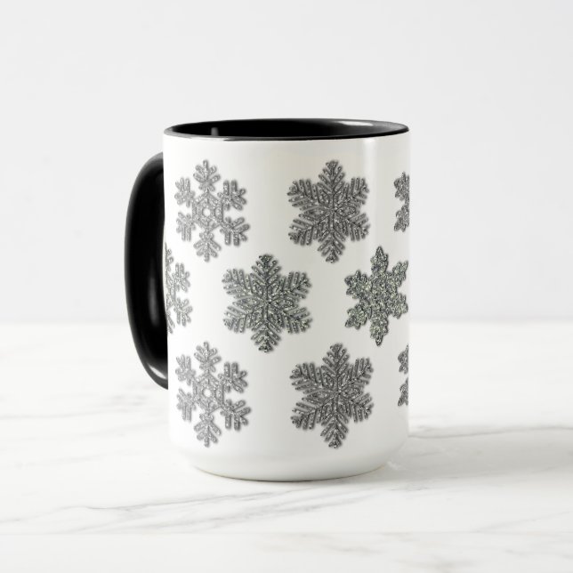 Fryst kristallfrost i silver snöflingor mugg (Framsida vänster)