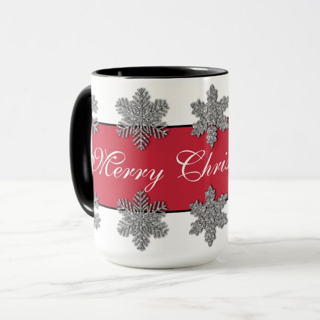 Fryst kristallfrost silver snöflingor mugg (Framsida vänster)
