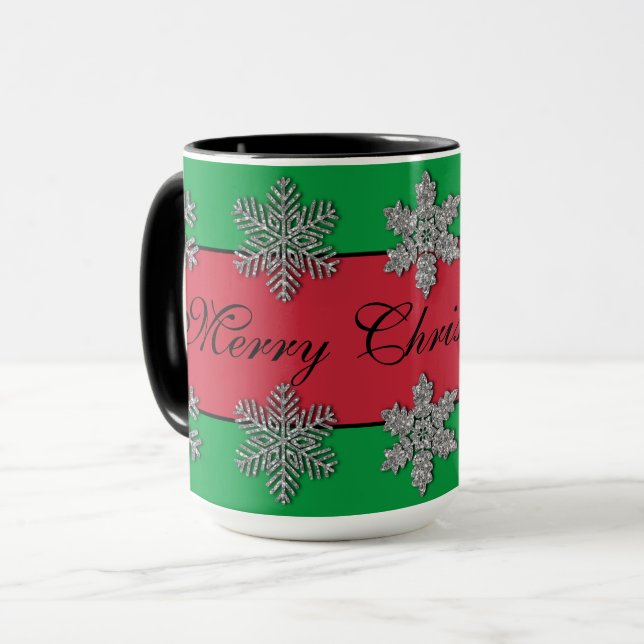 Fryst kristallfrost silver snöflingor mugg (Framsida vänster)