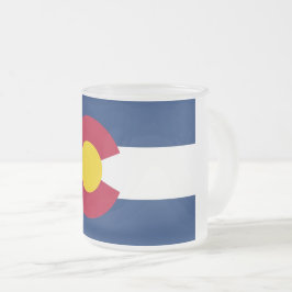 Fryst litet glas mugg med flagga av Colorado