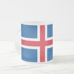 Fryst litet glas mugg med flagga av Island
