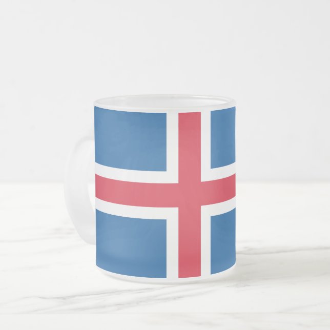 Fryst litet glas mugg med flagga av Island (Framsida vänster)