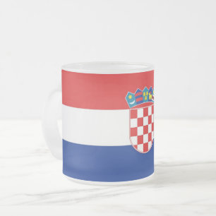 Fryst litet glas mugg med flagga av Kroatien