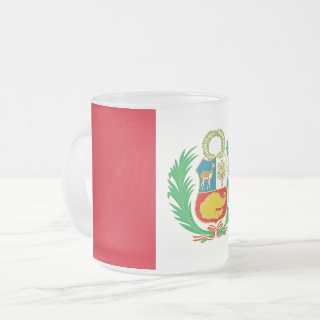 Fryst, litet glas mugg med flagga av Peru (Framsida vänster)