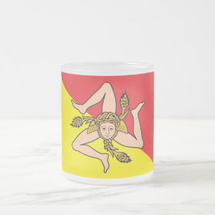 Fryst litet glas mugg med flagga av Sicilien