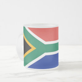 Fryst litet glas mugg med flagga av syd-Afrikan