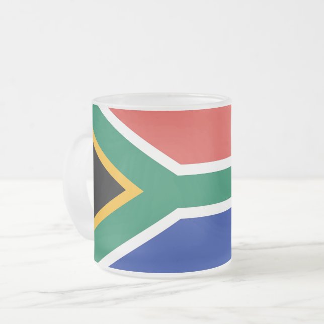 Fryst litet glas mugg med flagga av syd-Afrikan (Framsida vänster)