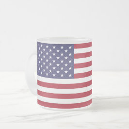 Fryst litet glas mugg med flagga av USA
