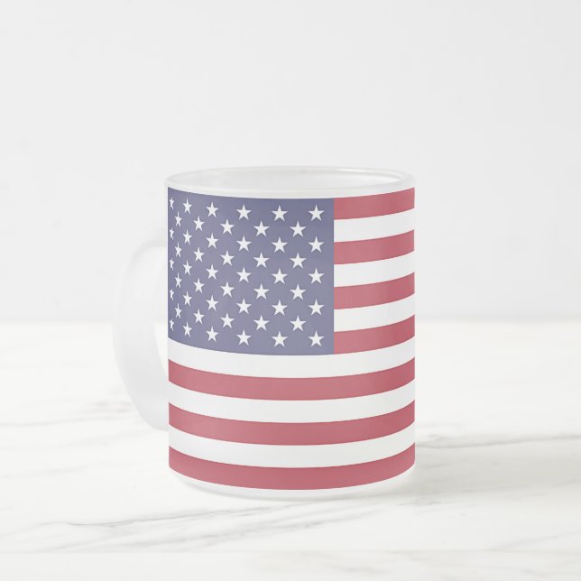 Fryst litet glas mugg med flagga av USA (Framsida vänster)