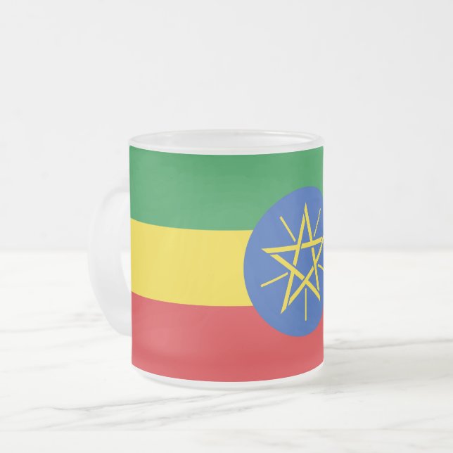 Fryst litet glas mugg med flagga Etiopien (Framsida vänster)