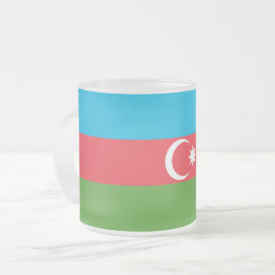 Fryst, litet glas mugg med flagga från Azerbajdzja