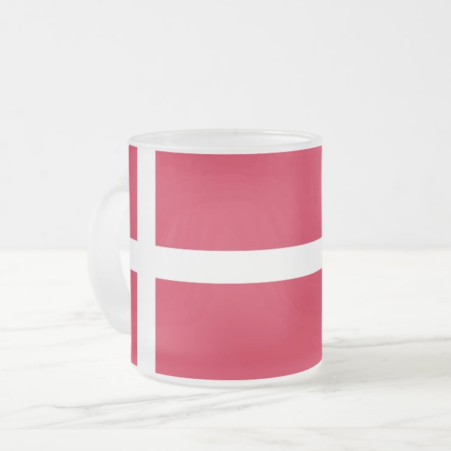 Fryst litet glas mugg med flagga från Danmark (Framsida vänster)