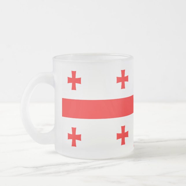 Fryst, litet glas mugg med flagga från Georgien (Vänster)