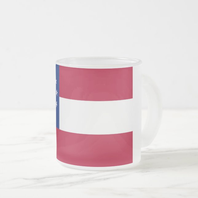 Fryst, litet glas mugg med flagga från Georgien (Framsida höger)
