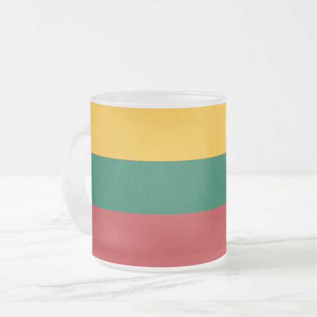 Fryst litet glas mugg med flagga Litauen (Framsida vänster)