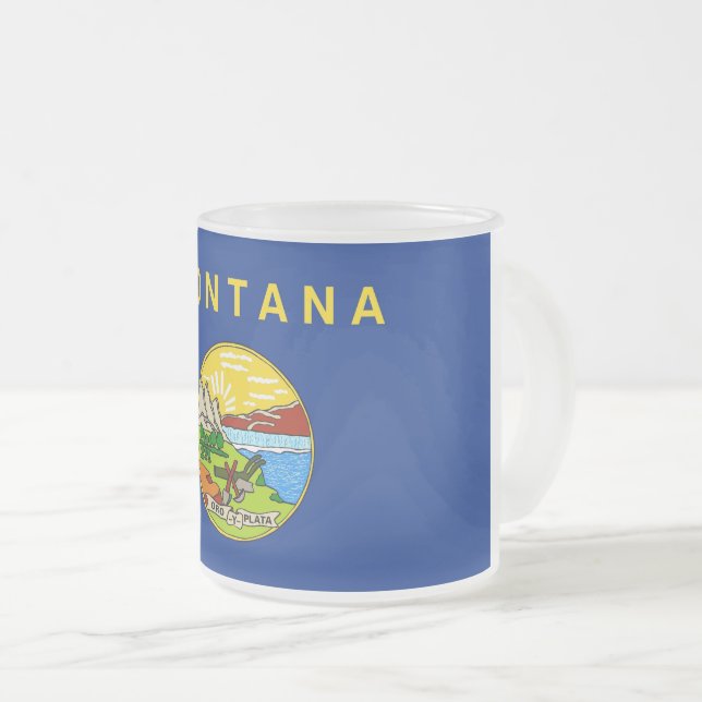 Fryst litet glas mugg med flagga Montana (Framsida höger)