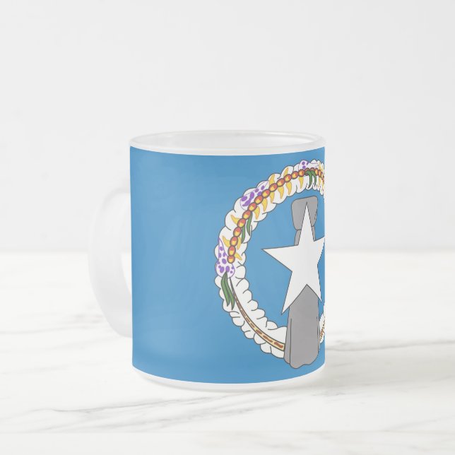 Fryst litet glas mugg med flagga Nordmariana (Framsida vänster)