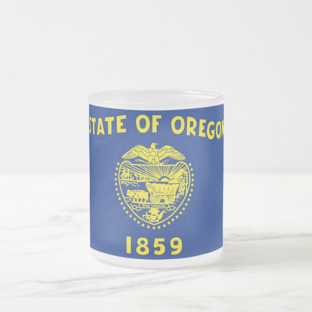 Fryst litet glas mugg med flagga Oregon, USA (Center)