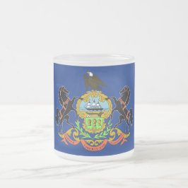 Fryst litet glas mugg med flagga Pennsylvania USA