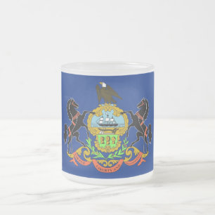 Fryst litet glas mugg med flagga Pennsylvania USA